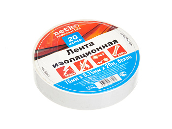 Изолента 15мм х 20м белая Netko Изолента 15мм х 20м белая Netko